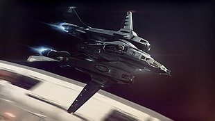 black jet fighter, science fiction, spaceship, Star Citizen, video games