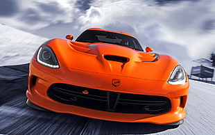 orange car 3D wallpaper