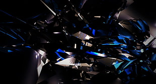 blue and black abstract illustration, black, dark, abstract, 3D HD wallpaper