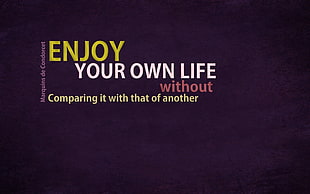 enjoy your own life without text on black background, minimalism, motivational, purple background, simple background HD wallpaper