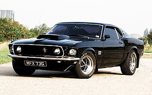 black Ford Mustang coupe, car, race cars