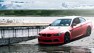 red BMW E92 coupe, car HD wallpaper