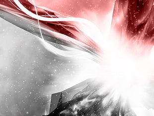 gray and red crystal artwork