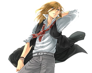 blond haired male character from Visual Novel