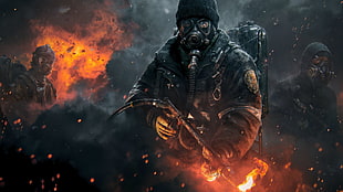 black gas mask, thedivision, shooting, gas masks, video games HD wallpaper