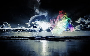 abstract painting, sea, Pink Floyd, The Dark Side of the Moon HD wallpaper