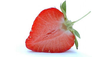 red sliced strawberry HD wallpaper