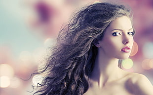 woman in pink lipstick HD wallpaper