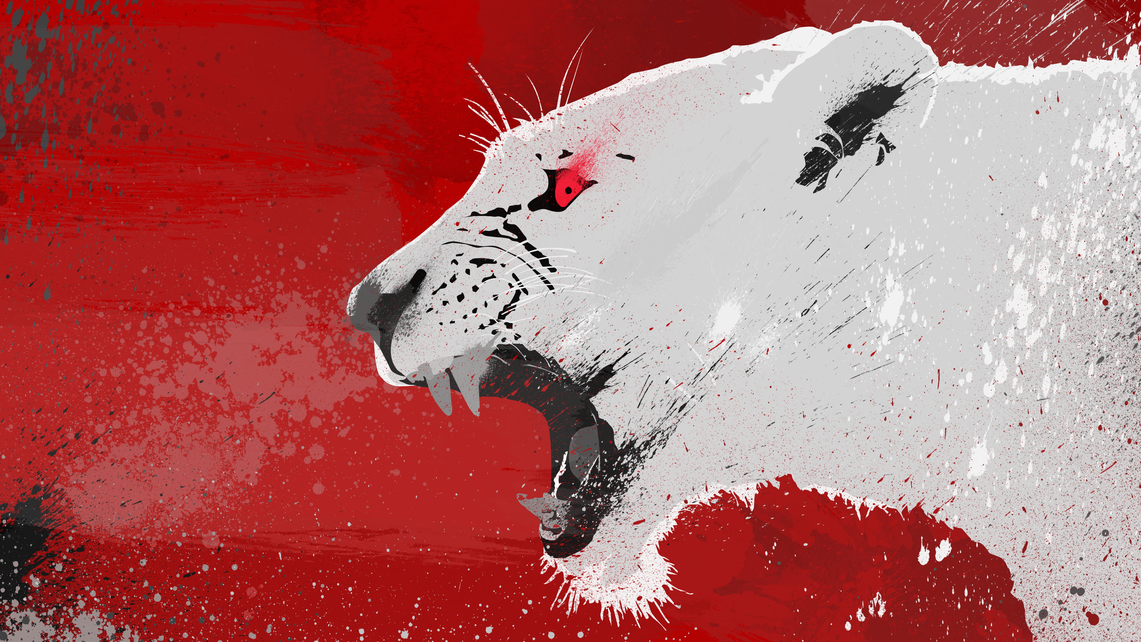 White panther painting, lion, red eyes, animals, vector HD wallpaper |  Wallpaper Flare