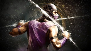Mortal Kombat Rain illustration, Mortal Kombat, rain, scorpion HD wallpaper