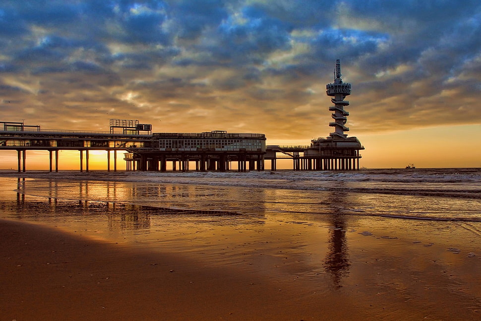 lighthouse during sunset HD wallpaper