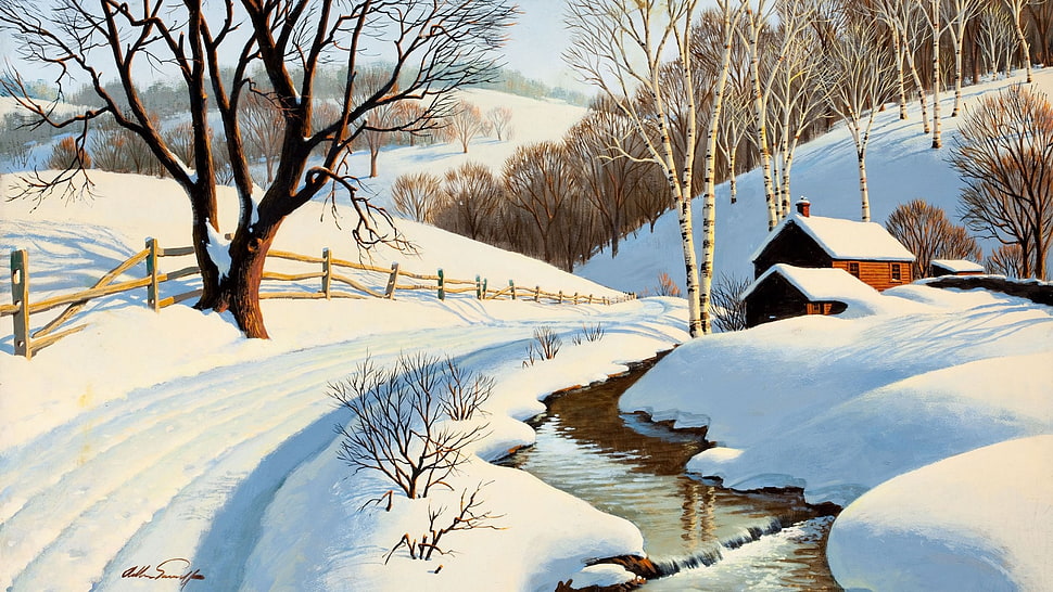 white snowfield, nature, winter, landscape, snow HD wallpaper