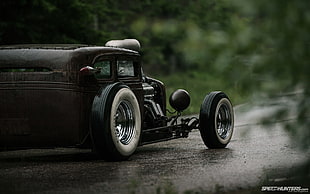black coupe hotrod, classic car, Rat Rod, Speedhunters, vehicle HD wallpaper