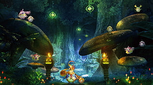 mushroom with fairies themed 3D wallpaper, Xenoblade Chronicles, Riki