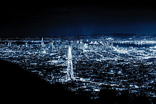 aerial photography of city, cityscape, San Francisco, lights, night HD wallpaper