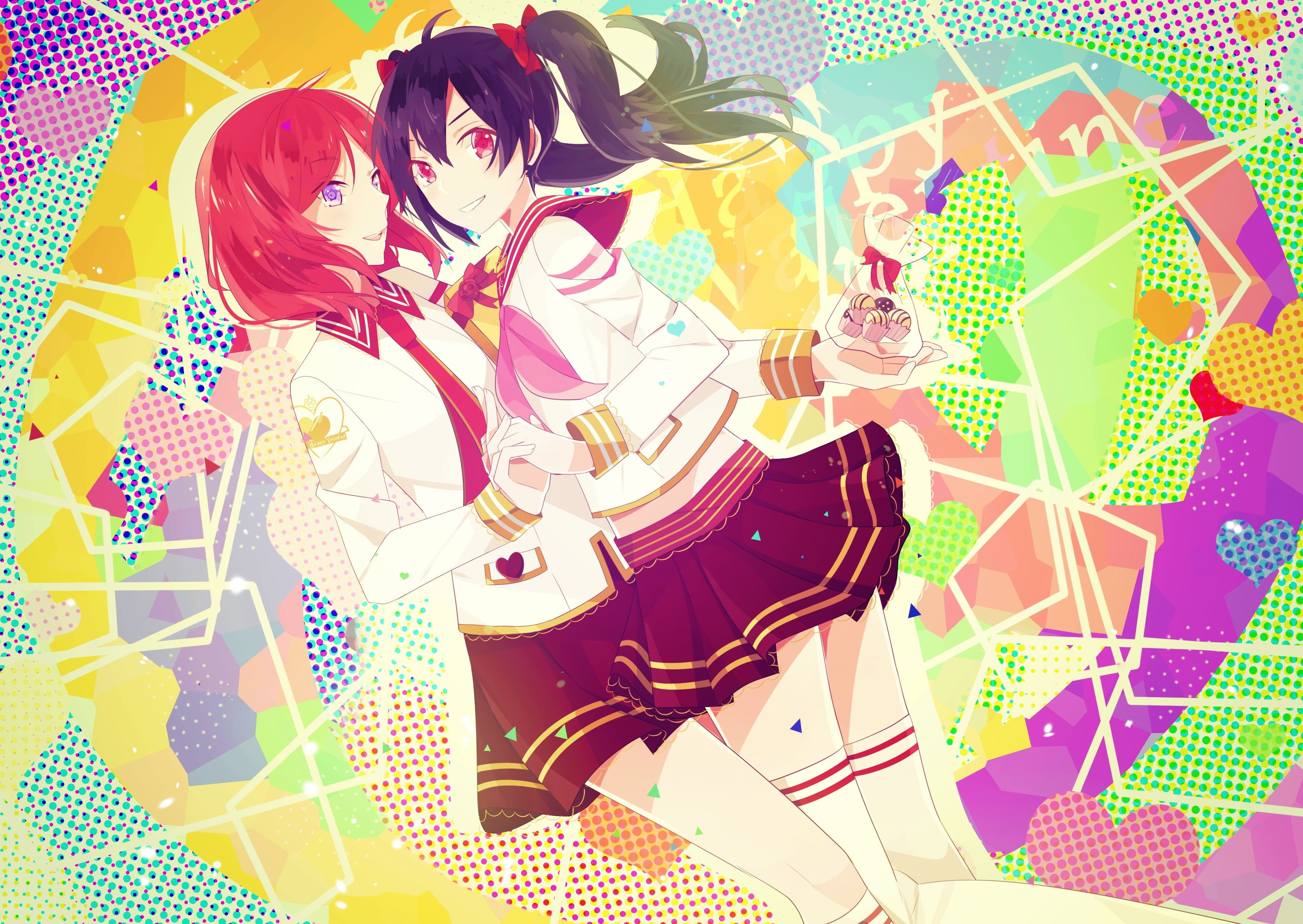 Two female students anime characters, anime, Love Live!, colorful,  Nishikino Maki HD wallpaper | Wallpaper Flare