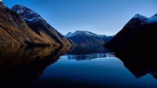 river and mountain landscape photo, water, mountains, landscape