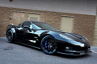 black sports coupe, Chevrolet, Corvette, black, black cars