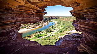 green trees, river, rock, Australia, national park HD wallpaper