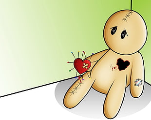 human holds heart with pins illustration