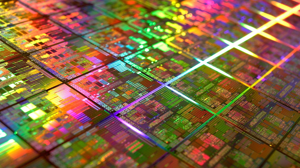 multicolored chip, technology, IT, processor, CPU HD wallpaper