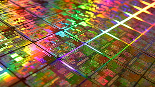 multicolored chip, technology, IT, processor, CPU