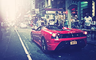 red convertible coupe, car, Ferrari