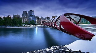 red tunnel, bridge, city, Calgary