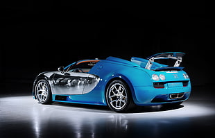 blue Bugatti Veyron HD wallpaper