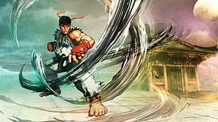 Ryu Street Fighter illustration, Street Fighter V, Ryu (Street Fighter), PlayStation 4 HD wallpaper