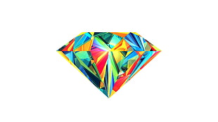 multicolored diamond illustration, abstract, Facets, Justin Maller, diamonds