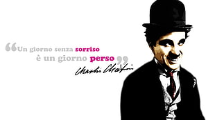 Charley Chaplin illustration, Charlie Chaplin, quote, typography, men
