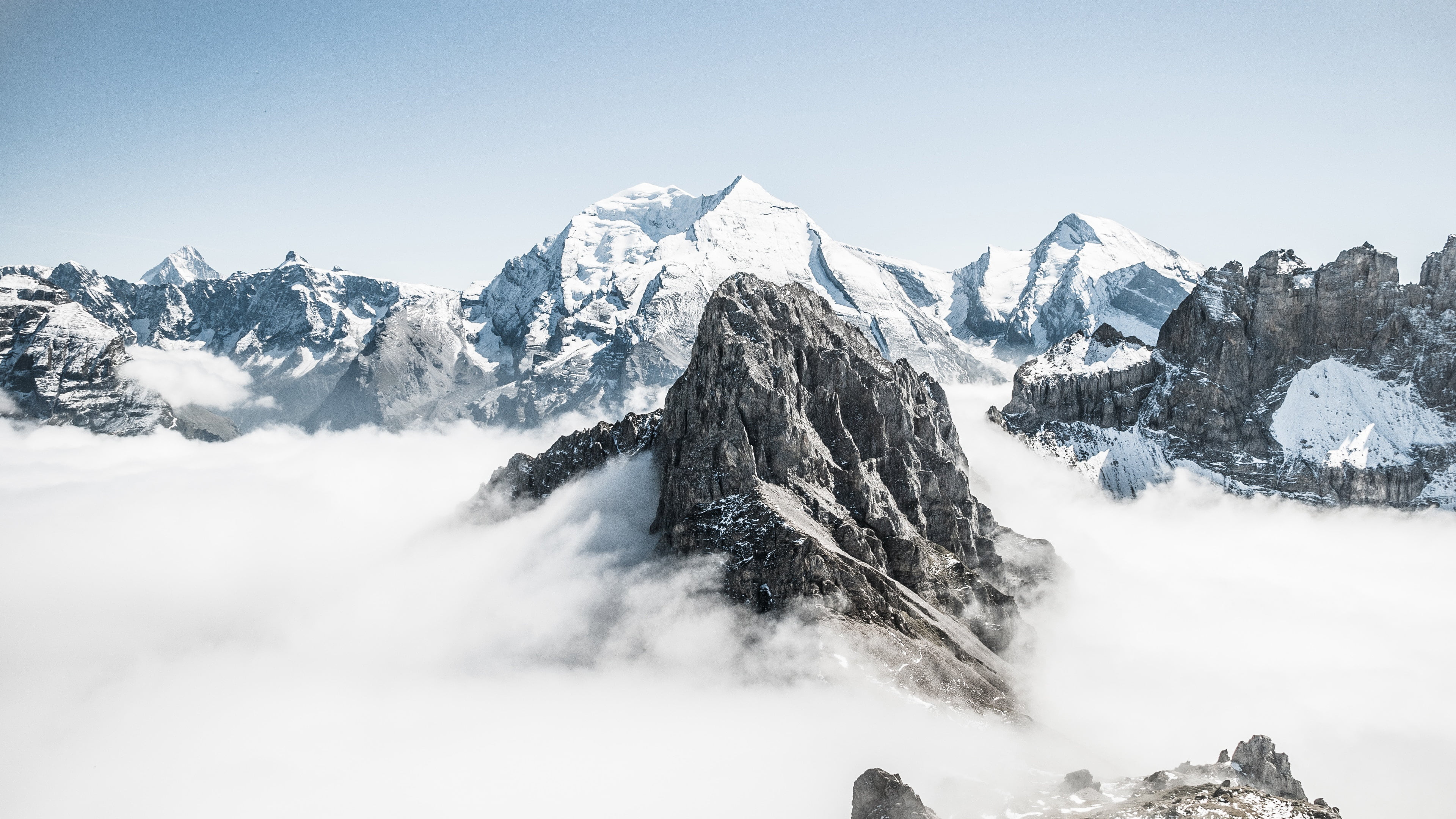 Mount Everest, Snow mountains, Peak, Clouds