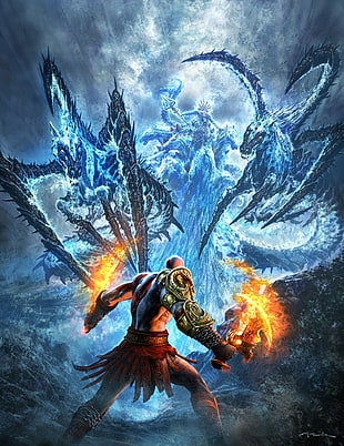 God of War Kratos, video games, God of War, artwork, God of War III