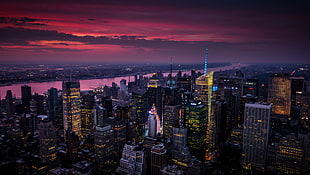 bird's eye view of city lights during night time screenshot, york HD wallpaper