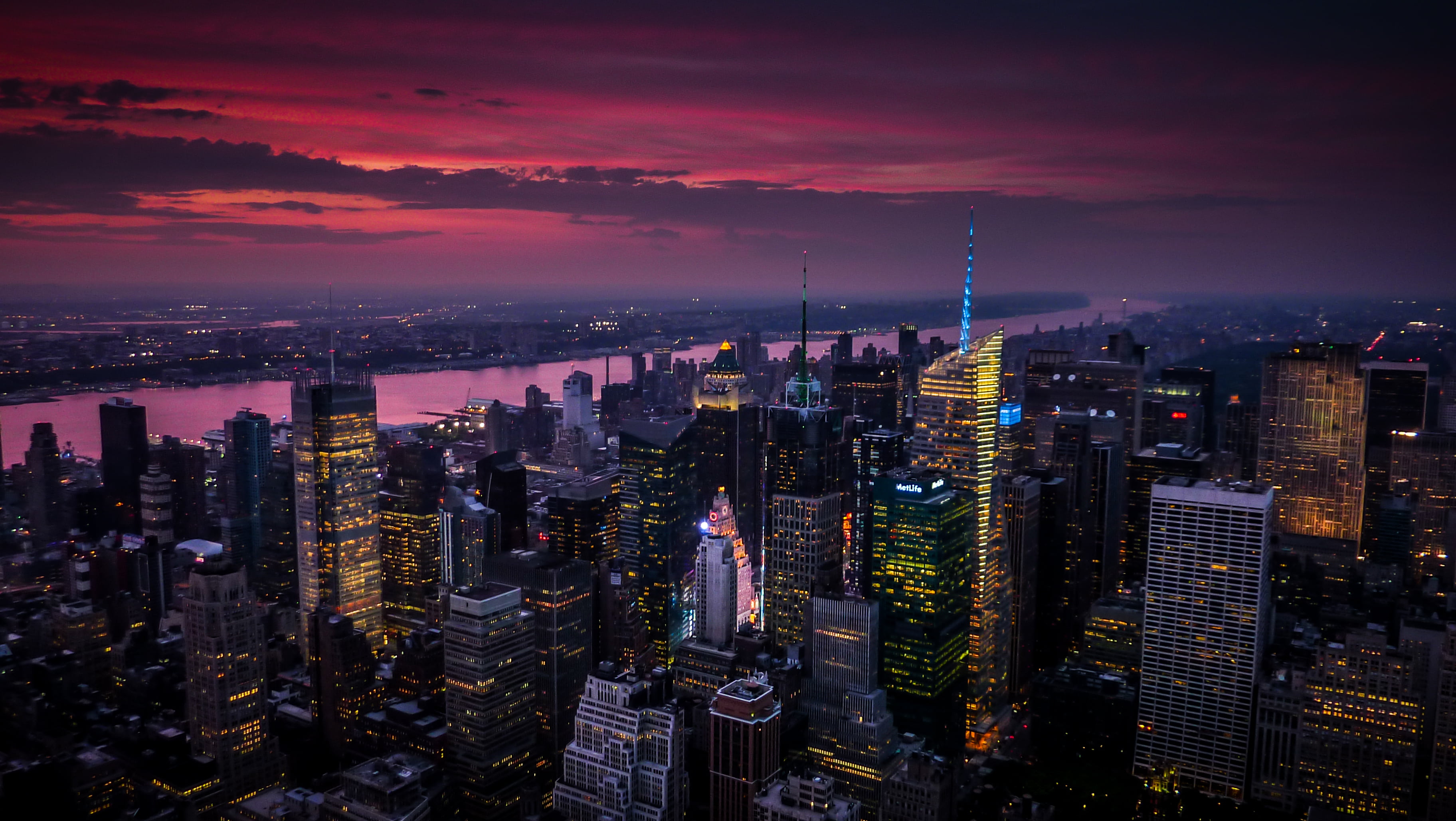 Bird s eye view of city lights during night time 