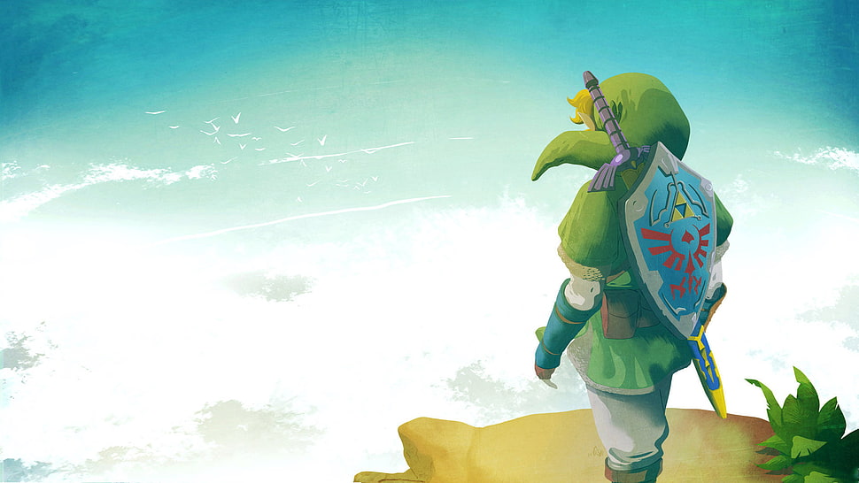 men's green polo shirt, The Legend of Zelda, Link, Nintendo, Master Sword HD wallpaper