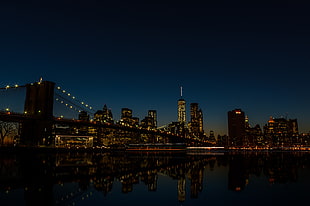 Brooklyn Bridge, New Yok, bridge, cityscape, city, lights