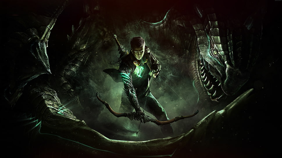 man in green armor graphic wallpaper HD wallpaper