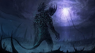 monster illustration, fantasy art HD wallpaper