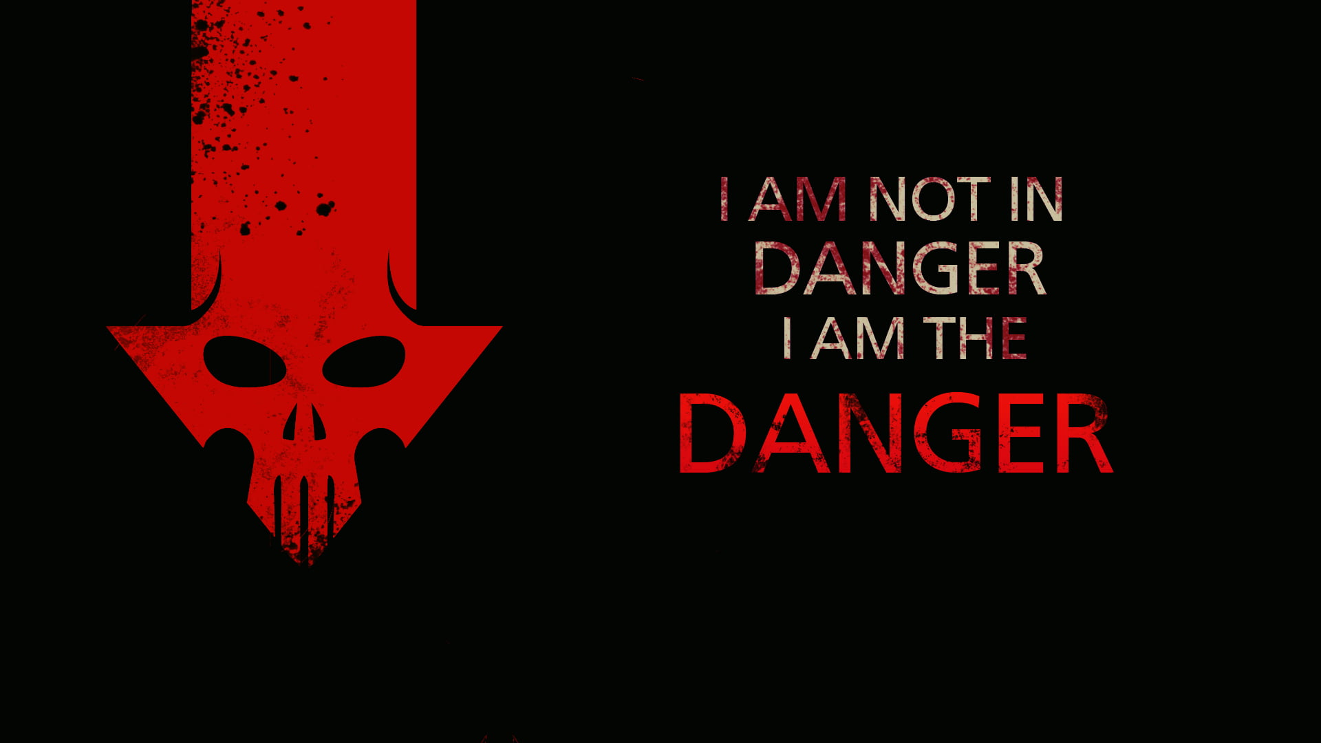 Danger text, Breaking Bad, typography, minimalism, skull