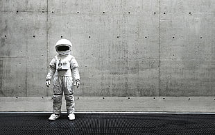 white astronaut helmet and suit, astronaut