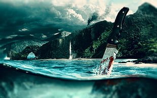 knife on body of water, Far Cry, video games, Far Cry 3, digital art HD wallpaper