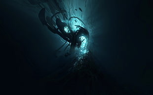 underwater graphic wallpaper, abstract, shapes, underwater, digital art
