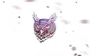 white and pink owl illustration