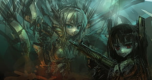 female gunner character art, cyberpunk HD wallpaper