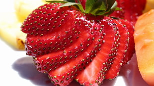 strawberry fruit, closeup, fruit, strawberries HD wallpaper