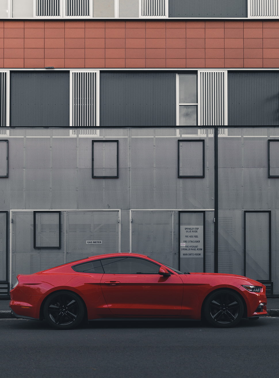 red coupe, Auto, Red, Side view HD wallpaper