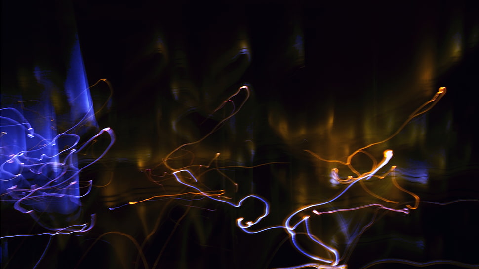 orange and purple LED lights HD wallpaper