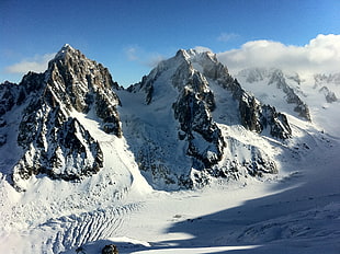 snowy mountains with clouds under blue sky during daytime, chamonix, mont-blanc